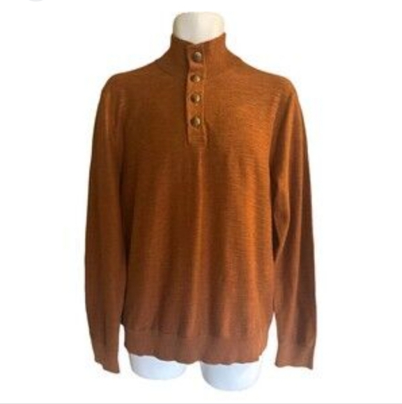 Nwot Alesbury Stitch Fix Men's Rust Orange Quarter Button-Up Sweater 100% Cotton - Picture 1 of 3